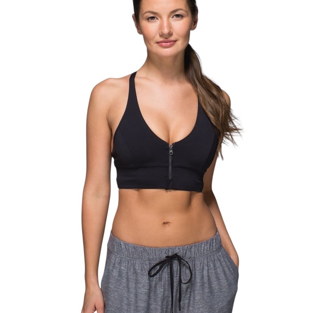 Lululemon Cool To Street Bra Black Zip Front Women’s Size 6 W2A57S - Picture 1 of 9